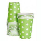 Lime green polka dot paper party cup - Bickiboo Designs