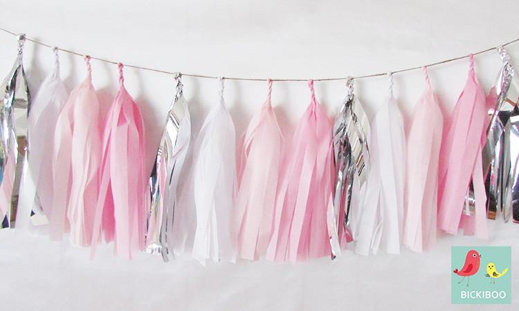 Tissue Paper Tassel Garland - Lovely Pinks - Bickiboo Designs