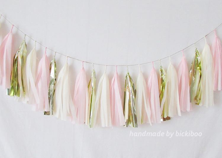 Tissue Paper Tassel Garland - Blushing Pink - Bickiboo Designs