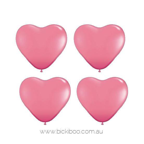 Rose Pink Mini Heart Balloons - 15cm (4 pack) - Bickiboo Designs