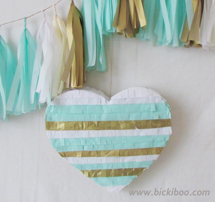 Custom Colour Fringed Heart Piñata - Bickiboo Designs