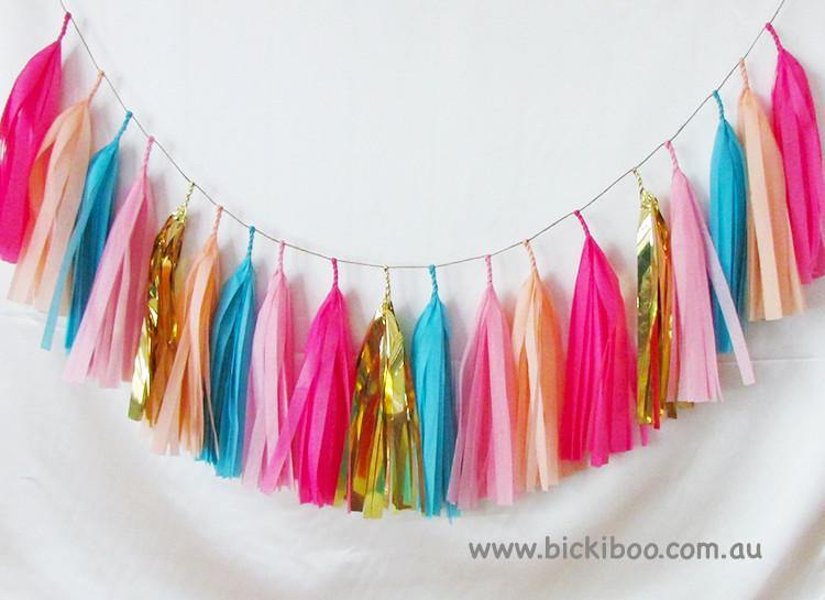 Tissue Paper Tassel Garland - Multi Colours - Bickiboo Designs