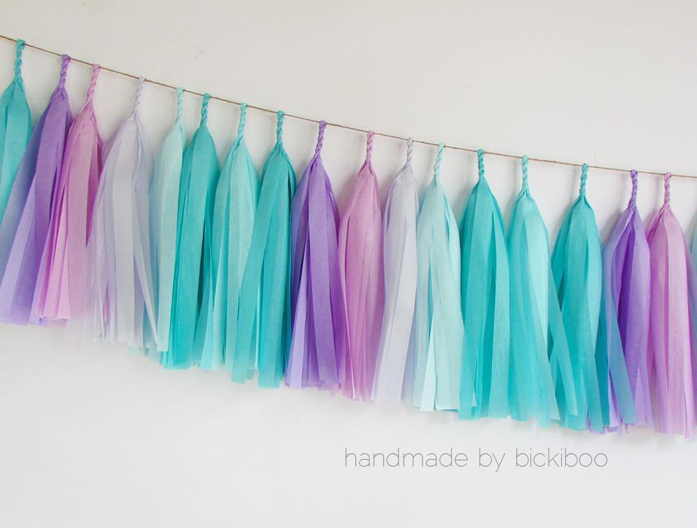 Tissue Paper Tassel Garland - My very little mermaid - Bickiboo Designs