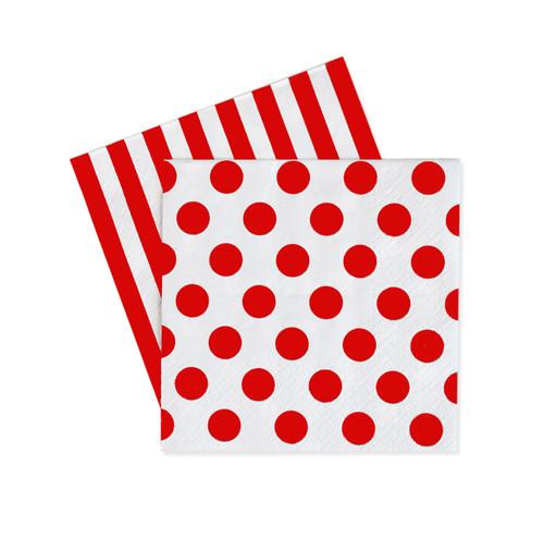 Red Spots & Stripes Napkins - Bickiboo Designs