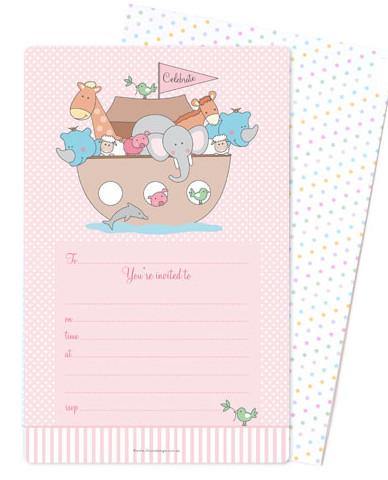 Noahs Ark Pink Large Party Plate - Bickiboo Designs