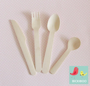 Paper Eskimo Wooden Cutlery Spoons - Bickiboo Designs