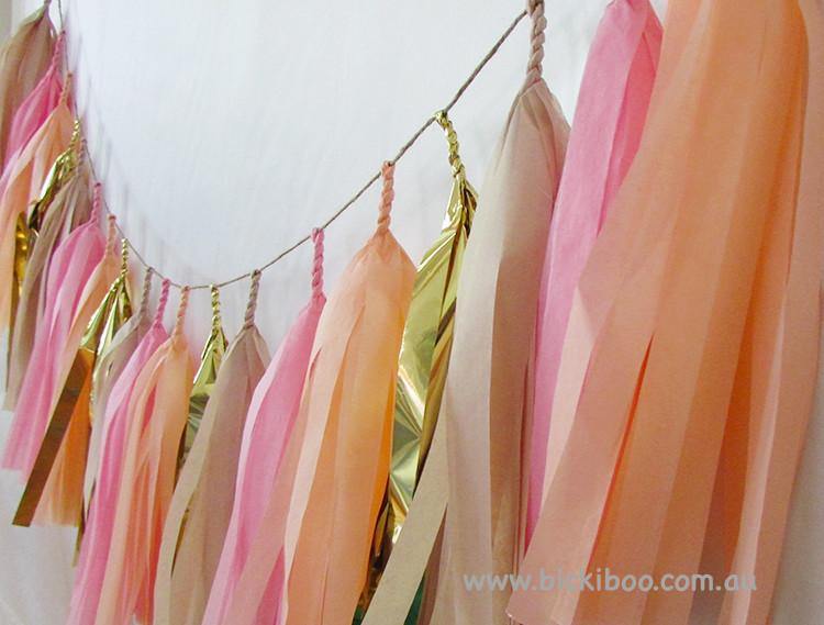 Tissue Paper Tassel Garland - Peach Melba - Bickiboo Designs