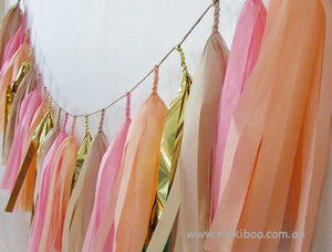 Tissue Paper Tassel Garland - Peach Melba - Bickiboo Designs
