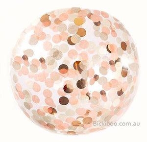Jumbo Confetti Balloon Peach & Gold - 90cm - Bickiboo Designs