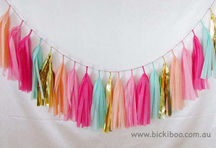 Tissue Paper Tassel Garland - Peachy - Bickiboo Designs