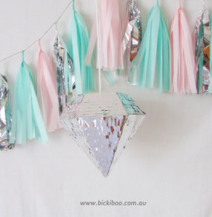 Tissue Paper Tassel Garland - Mint Sparkle - Bickiboo Designs