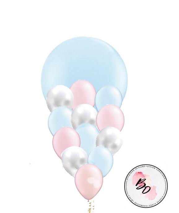 Pearl Blue & Pink & Blue Balloon Bouquet - Bickiboo Designs
