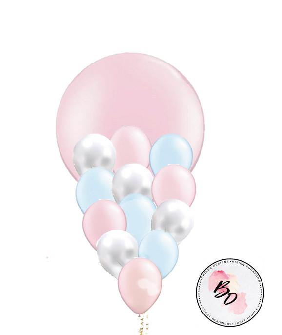 Pearl Pink & Blue Balloon Bouquet - Bickiboo Designs