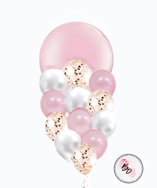 Pink Princess Gold & Pink Confetti Balloon Bouquet - Bickiboo Designs