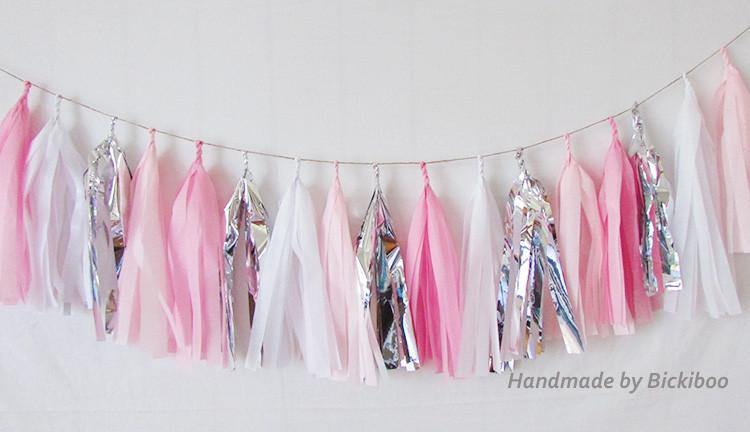 Tissue Paper Tassel Garland - Pink Princess - Bickiboo Designs