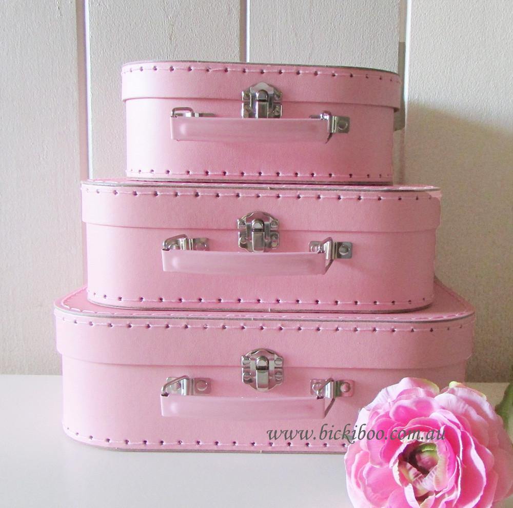 Pink Euro Suitcase Set of 3 - Bickiboo Designs