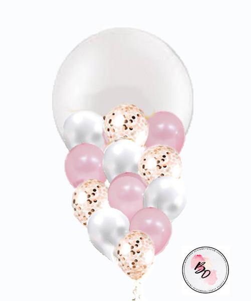 Sweet Lulu Gold & Pink Confetti Balloon Bouquet - Bickiboo Designs