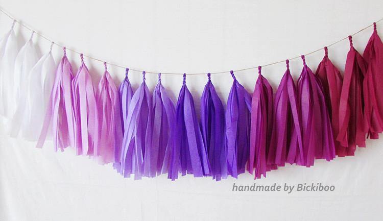 Tissue Paper Tassel Garland - Purple Ombre - Bickiboo Designs
