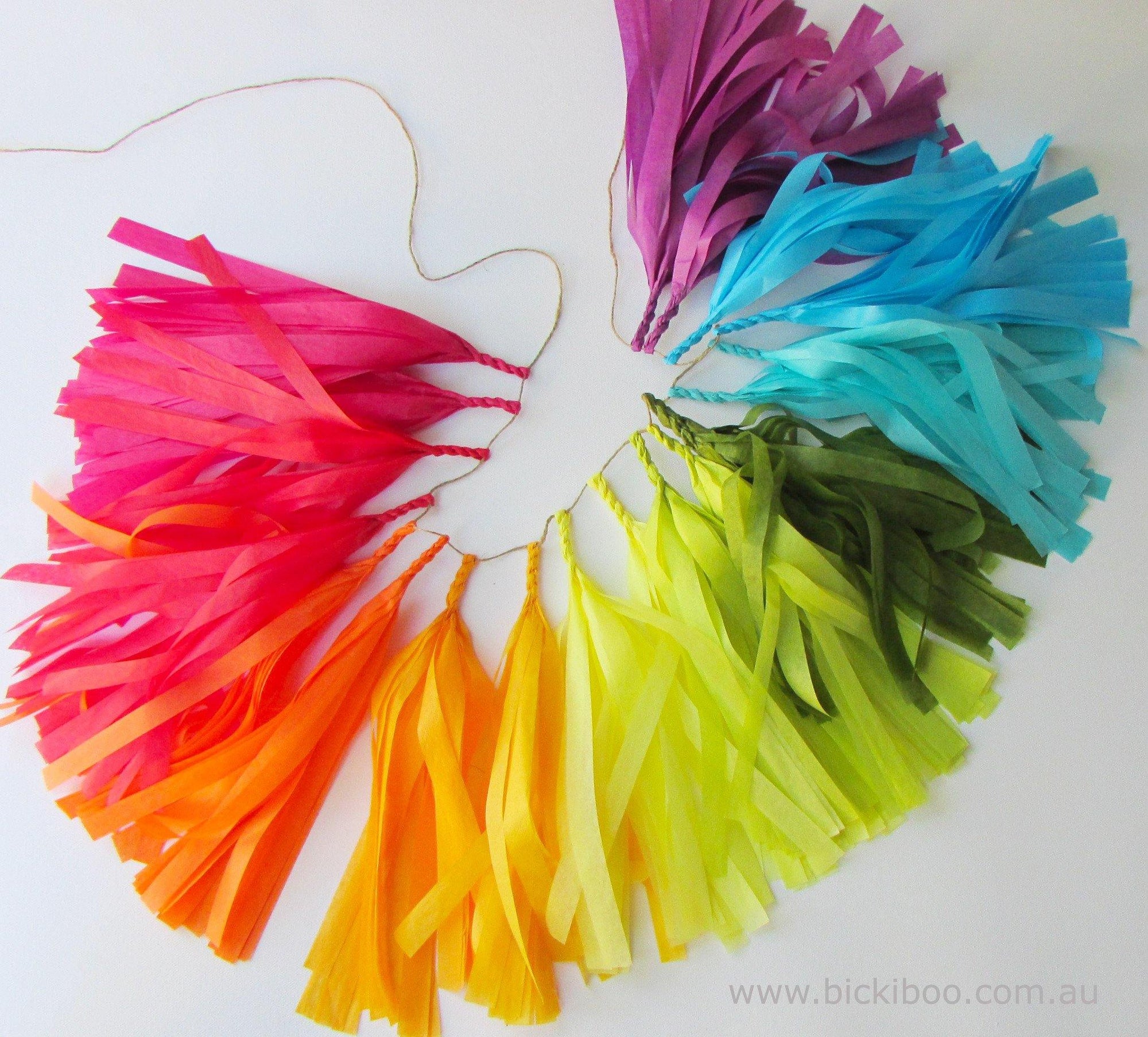 Tissue Paper Tassel Garland - Colours of the Rainbow - Bickiboo Designs