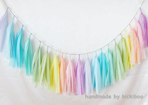 Tissue Paper Tassel Garland - Rainbow Pastels - Bickiboo Designs