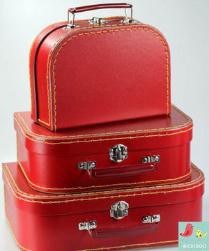 Red Mini Euro Suitcases set of 4 - Bickiboo Designs