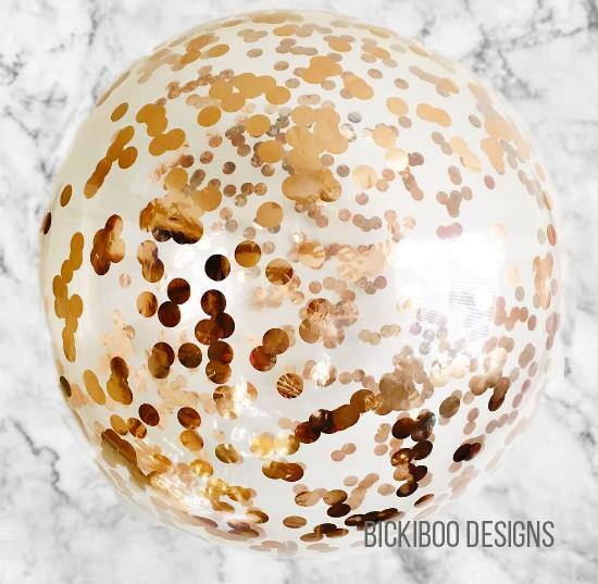Jumbo Confetti Balloon Rose Gold - 90cm - Bickiboo Designs