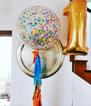 Jumbo Helium Filled Confetti Balloon - Bright Colours - Bickiboo Designs