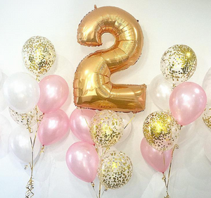 Balloon  Bouquet With a Gold Age Number - Bickiboo Designs