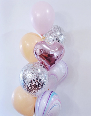 Rose Gold heart & confetti Balloons Bouquet - Bickiboo Designs