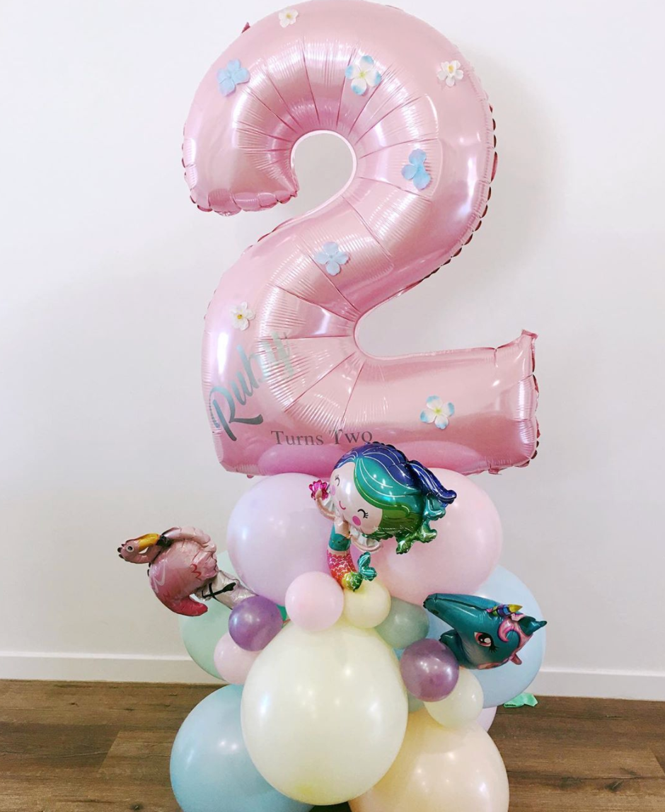 Bespoke number balloon stand - Mermaid & friends - Bickiboo Designs