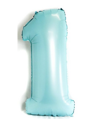 Matte Pastel Blue 100cm Number Foil Balloons - Bickiboo Designs