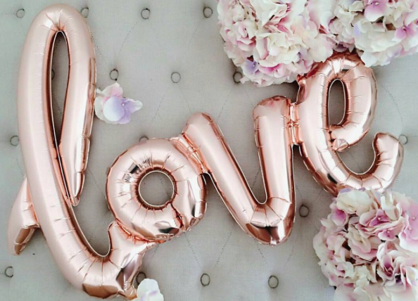 Rose Gold 'LOVE' Script Balloon Banner - Bickiboo Designs