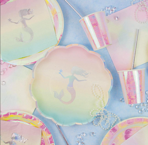 We Heart Mermaid Pastel Paper Plates -12pk - Bickiboo Designs