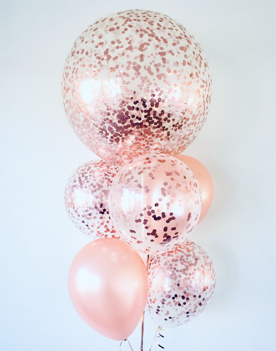 Helium Filled  Rose Gold Balloon Bunch - Bickiboo Designs