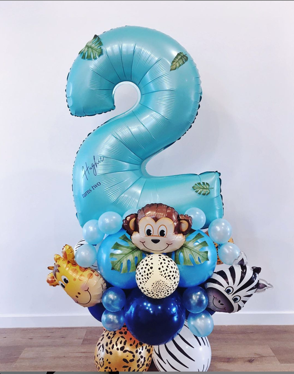 Bespoke number balloon stand - Jungle animals - Bickiboo Designs