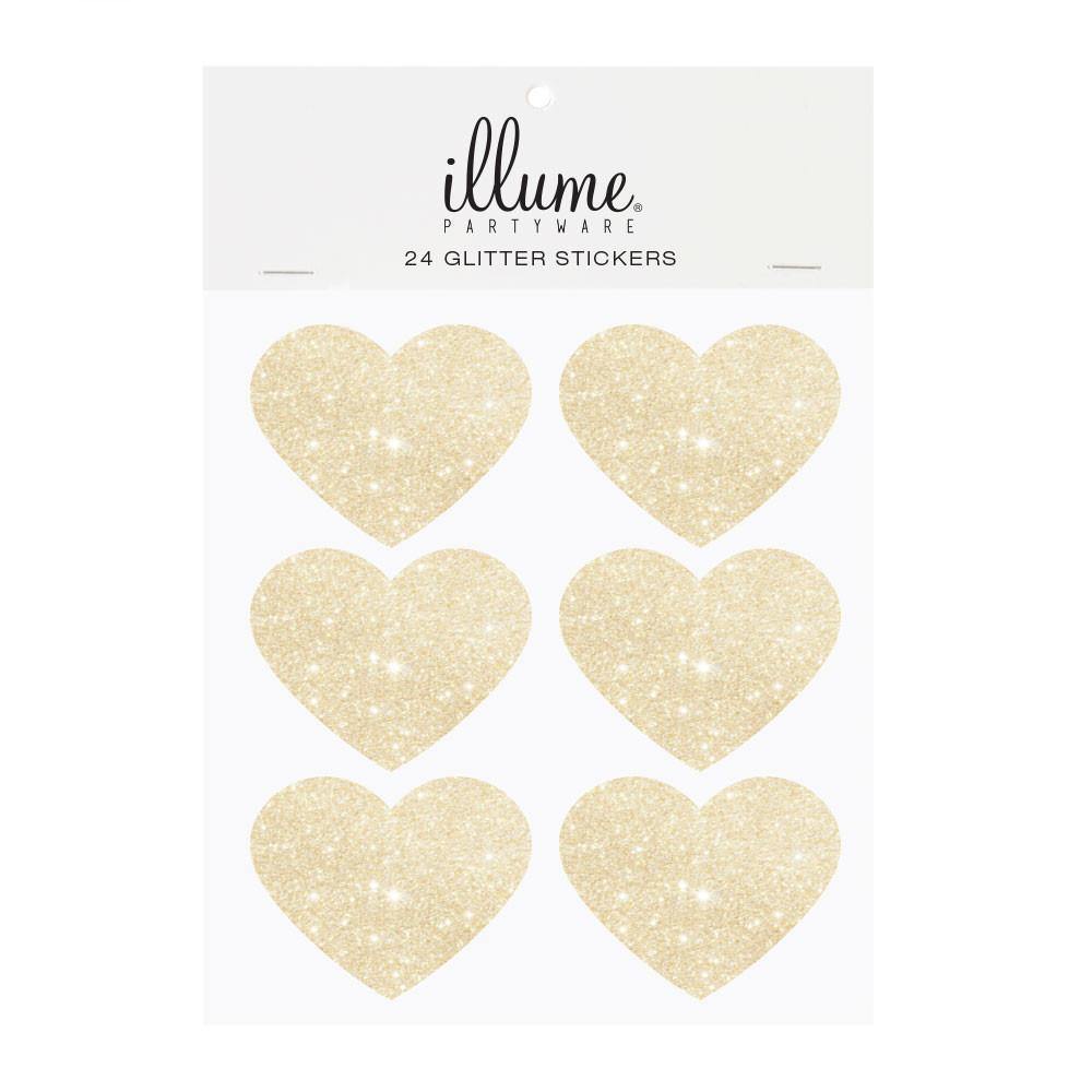 Gold Glitter Heart Sticker Seals - Pack of 24 - Bickiboo Designs