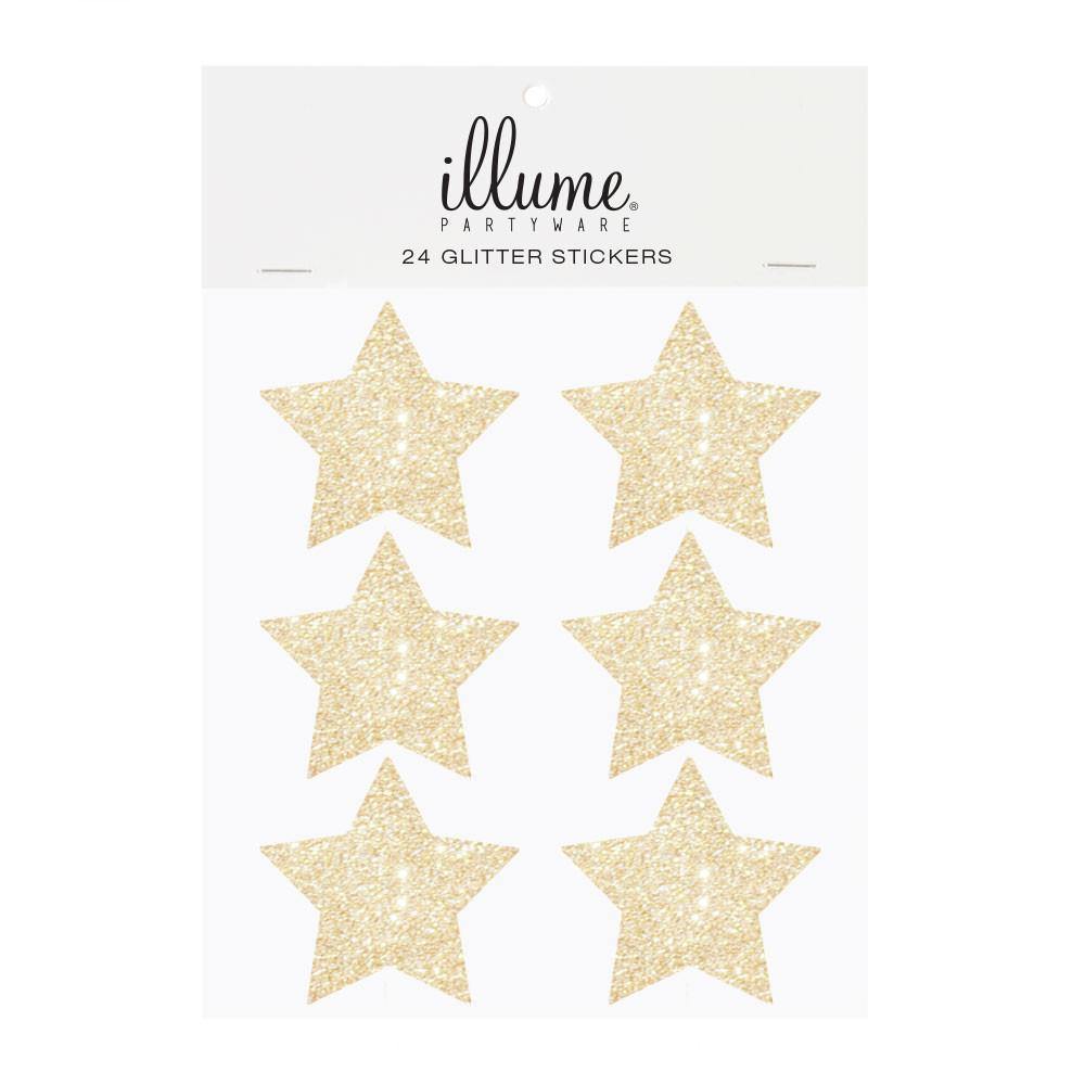 Gold Glitter Star Sticker Seals - Pack of 24 - Bickiboo Designs