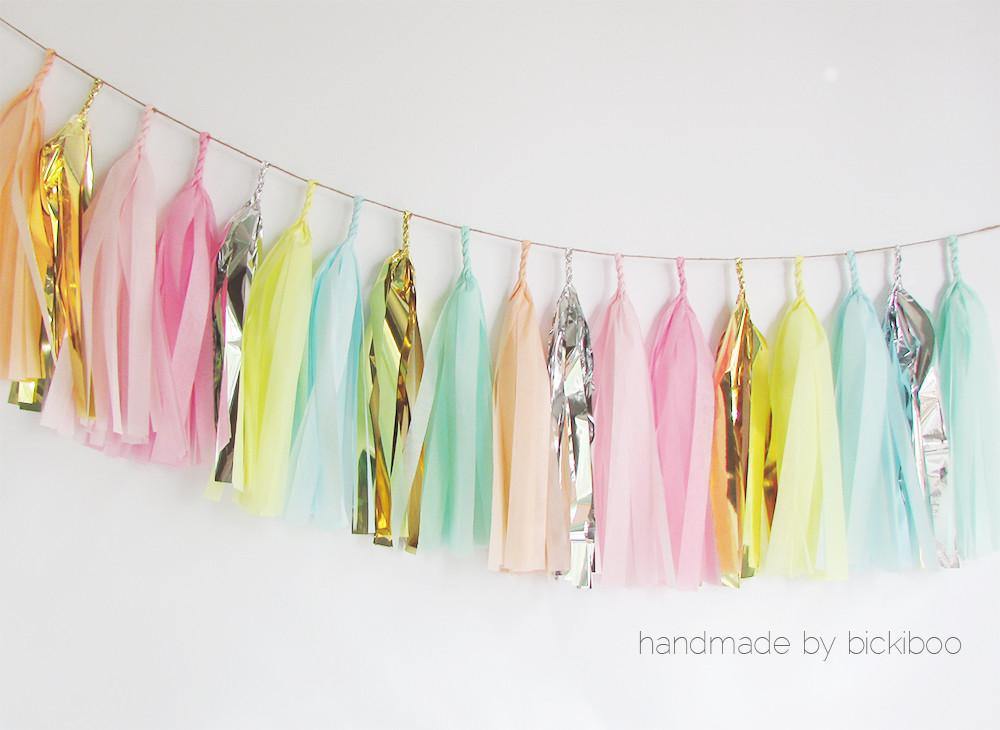 Tissue Paper Tassel Garland - Summer Rain - Bickiboo Designs