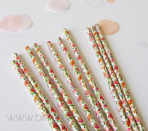 Vintage Floral Paper Straws (25 pack) - Bickiboo Designs