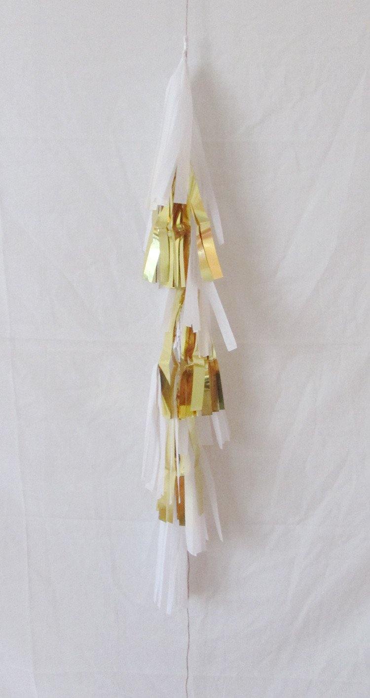 Petite Balloon Tassel Tail - White & Gold - Bickiboo Designs