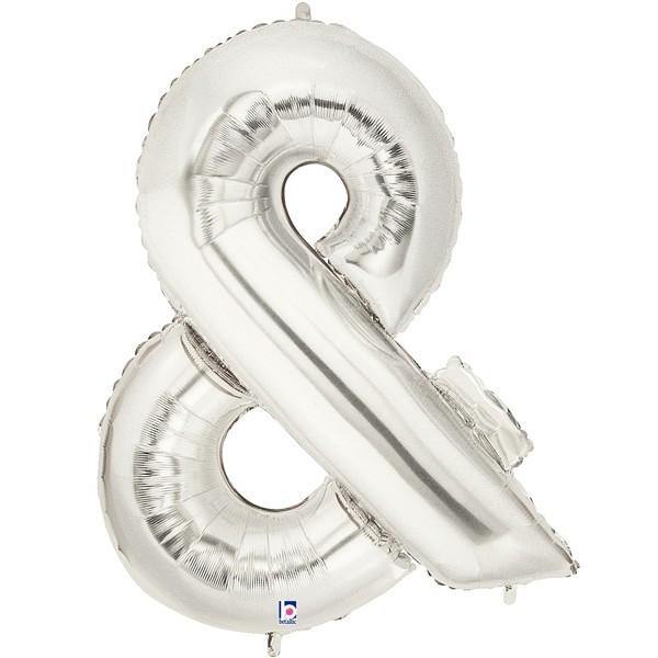 Giant Silver Foil Ampersand Balloon 100cm - Bickiboo Designs
