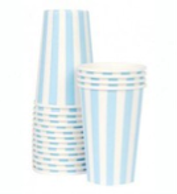 Powder Blue Stripe Party Paper Cups - Bickiboo Designs