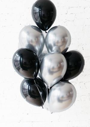 Chrome Silver & Black Balloons Bouquet - Bickiboo Designs