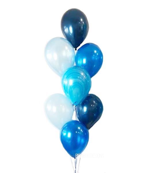 Blue Balloons Bouquet with a Marble Balloon - Bickiboo Designs