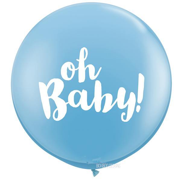 Oh Baby Giant Blue Balloon - 90cm - Bickiboo Designs
