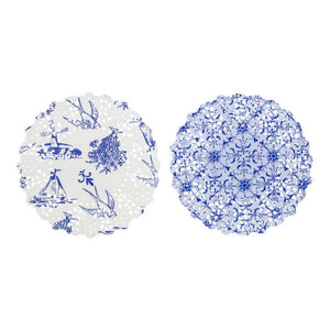 Party Porcelain Blue Mini Doilies (100 Pack) - Bickiboo Designs