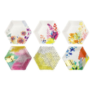 Fluorescent Floral Paper Plates - Bickiboo Designs