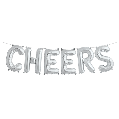 Silver 'CHEERS' Balloons - Bickiboo Designs