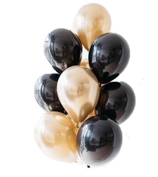 Chrome Gold & Black Balloons Bouquet - Bickiboo Designs
