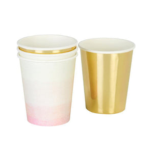We Heart Pink & Gold Paper Cups - Bickiboo Designs